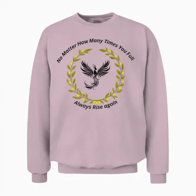 Phoenix Laurel Wreath – Motivational Rise Again Qu Unisex Sweatshirt - Light Pink
