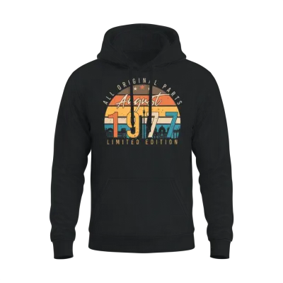 Retro 1977 August Unisex Hoodie - Black