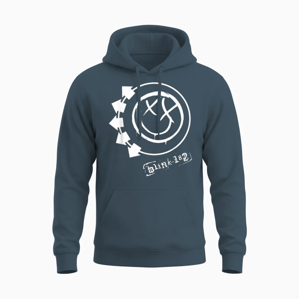 Blink 182 Smile Rock Music Band by Rock Off Unisex Hoodie in Dark Heather