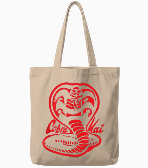 Cobra Kai Red Cobra Logo Tv Show Tote Bags in Natural