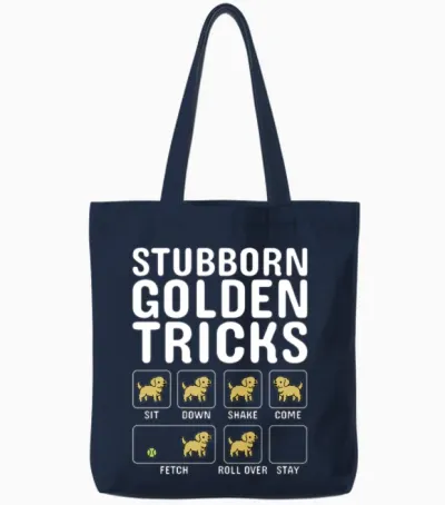 Stubborn Golden Retriever Tricks Tote Bags - Navy