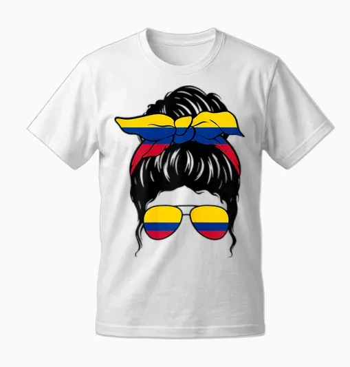 Colombian Girl Colombian Flag Colombian Proud Colombian Woman Unisex T-Shirt - White