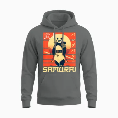 Retro Samurai Panda Unisex Hoodie - Graphite Heather