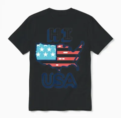 Hi, Usa, Hawaii Unisex T-Shirt - Black