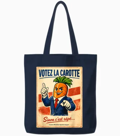 Vote the Carrot – Political Humor Vintage Retro Tote Bags - Navy
