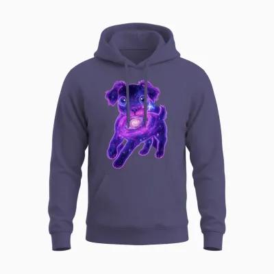 Cosmic Funny Dog Unisex Hoodie - Heather Sport Dark Navy