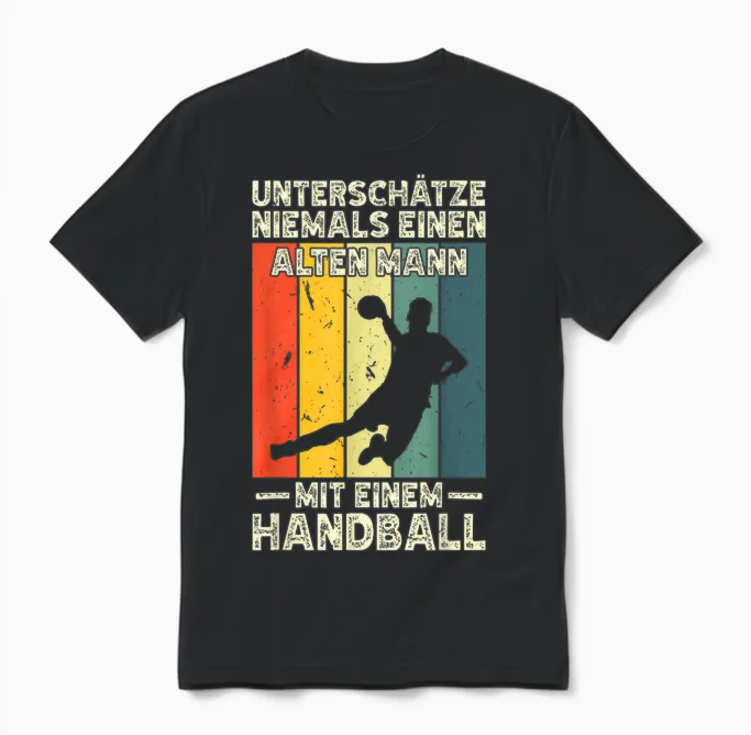 Männer Handballer Einen Alten Mann Mit Einem Handball Unisex T-Shirt in Black