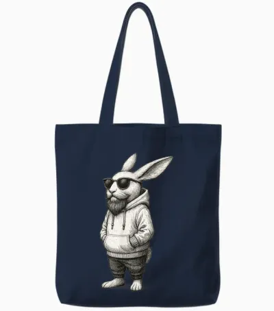 Cooler & Lässiger Osterhase Mit Sonnenbrille Und Bart Tote Bags - Navy