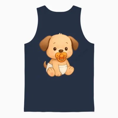 Cute Puppy in Diapers Unisex Tank Top - Navy