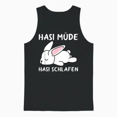 Hasi Tired Hasi Sleeping Shirt Rabbit Bunny T-Shirt, Black Unisex Tank Top - Black