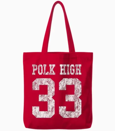 Polk High School Football Jersey 33 Aged Look Tote Bags - Red