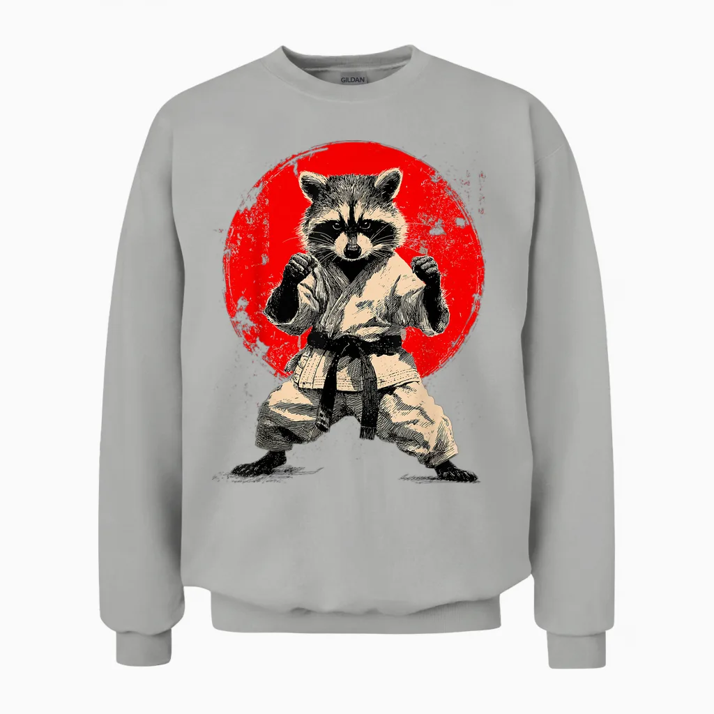 Karate and Judo | Japanese Martial Arts, Japan, Raccoon Unisex Sweatshirt in Ash