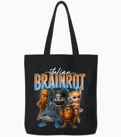 Tung Sahur Ballerina Cappuccino Assassino Tralalero Tralala Tote Bags - Black