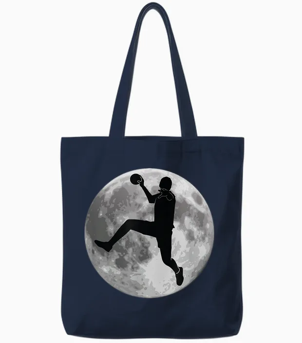 Hand Handball Player Handball France Child Boy Moon Tote Bags in Navy