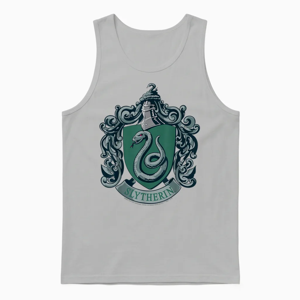 Harry Potter Slytherin House Crest T-Shirt Small Unisex Tank Top in Ash