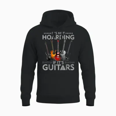 It's Not Hoarding if Its Guitars Vintage Unisex Hoodie - Black