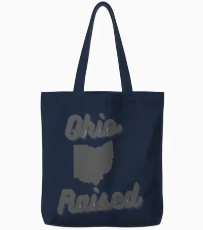 Ohio Raised Grey Grey Tote Bags - Navy