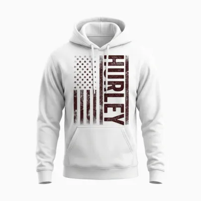 Hurley Ky Vintage Us American Flag Retro for Men Women Unisex Hoodie - White