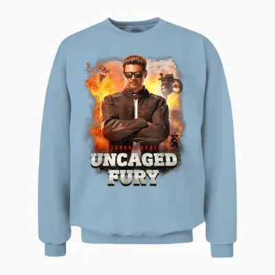 Mortal Kombat 2 Johnny Cage Uncaged Fury Unisex Sweatshirt - Light Blue