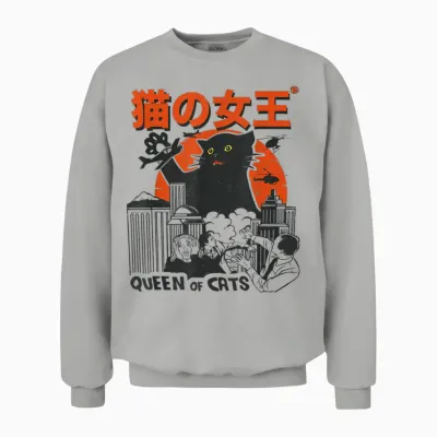 Königin Der Katzen Monster Katze Vintage Japan Style Unisex Sweatshirt - Ash