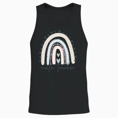 Math Teacher with Rainbow Unisex Tank Top - Black