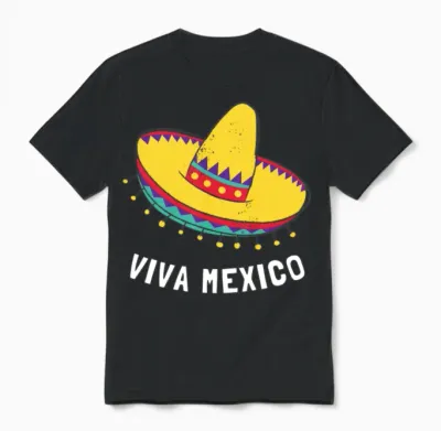 Viva Mexico Independence Day Unisex T-Shirt - Black