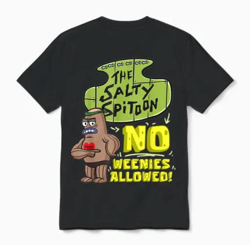 Mademark X Spongebob Squarepants - Salty Spitoon No Weenies Allowed Spongebob Gym Bodybuilder Unisex T-Shirt in Black