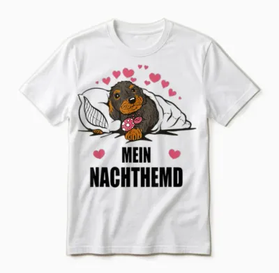 Süßes Nachthemd Mit Süßem Dackel Im Bett Unisex T-Shirt - White
