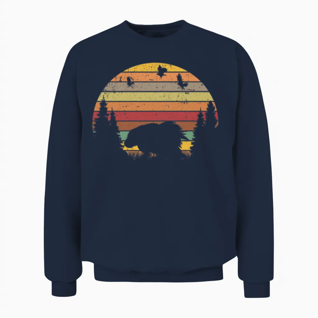 Porcupine Vintage Retro Unisex Sweatshirt - Navy