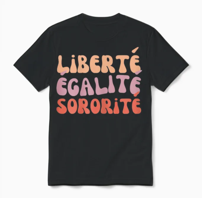Freedom Equality Sorority Seventies for Sisters and Girlfriends T-Shirt, Black, Female X-Small Unisex T-Shirt in Black