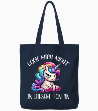 Guck Mich Nicht in Diesem Ton an Einhorn Funny Tote Bags - Navy
