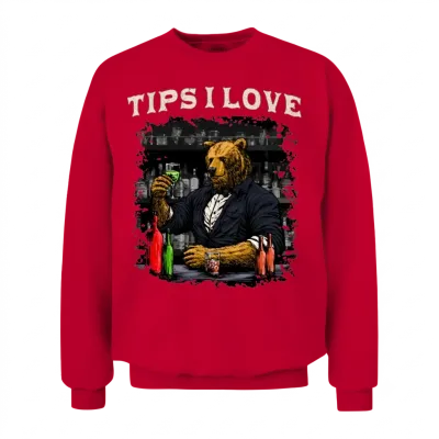Tips I Love Funny Bartender Humor Bartending Sayin Unisex Sweatshirt - Red