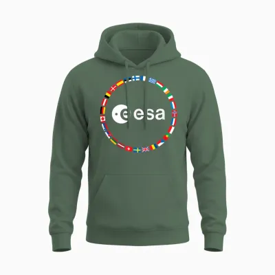 Esa European Space Agency Logo T-Shirt, Black Unisex Hoodie - Military Green