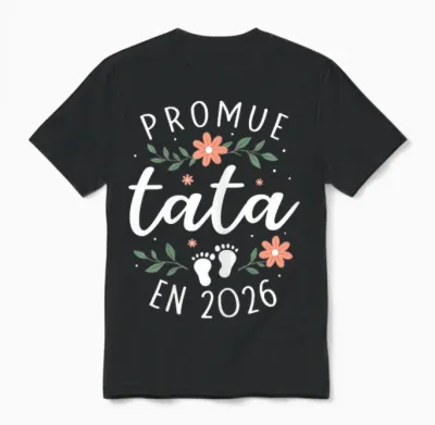Promoted Tata 2026 - Announcement Pregnancy Sister Future Auntie Unisex T-Shirt - Black