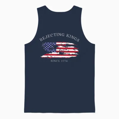 Funny Rejecting Kings Since 1776 Democracy America Us Unisex Tank Top - Navy