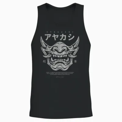 Japan Streetwear Cyberpunk Y2k Techwear Retro Manga Anime Unisex Tank Top - Black