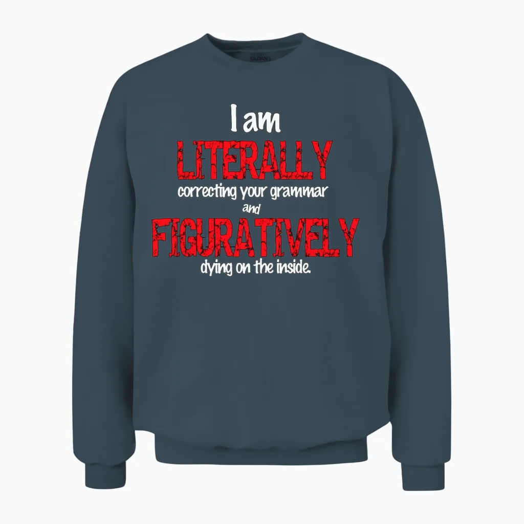 Correcting Grammar Unisex Sweatshirt in Dark Heather