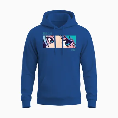 Anime Girl Eyes Pastel Aesthetic Otaku Art Unisex Hoodie - Royal