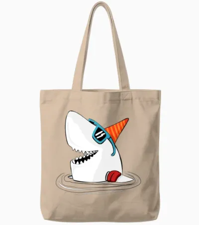 Funny Shark Tote Bags - Natural