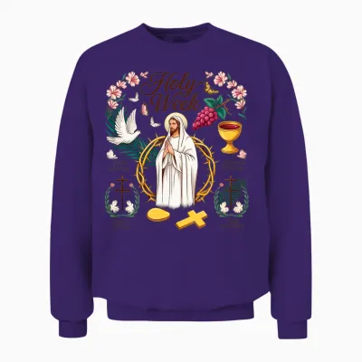 Semaine Sainte Dimanche De Pâques, He Is Risen Croix De Pâques Chrétienne Manche Longue Unisex Sweatshirt - Purple