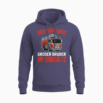 T-Shirt with German Text "großer Bruder Feuerwehr Unisex Hoodie - Heather Sport Dark Navy