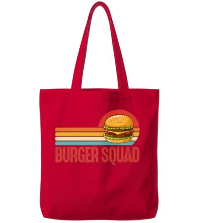 Burger Squad Retro Tote Bags - Red