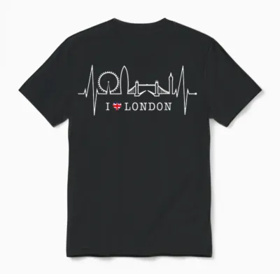 London Skyline Herzschlag Uk Flagge Fans Herz I Love London Unisex T-Shirt - Black
