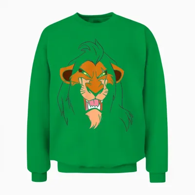 The Villains of Disney Scar Big Face T-Shirt, Black, S Unisex Sweatshirt - Irish Green