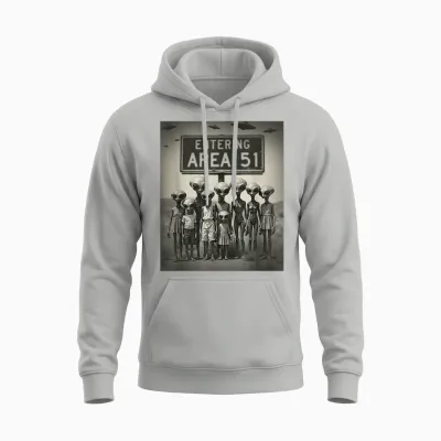 Vintage Aliens Family Group Photo Entrée Zone 51 Drôle Ovni Unisex Hoodie - Ash