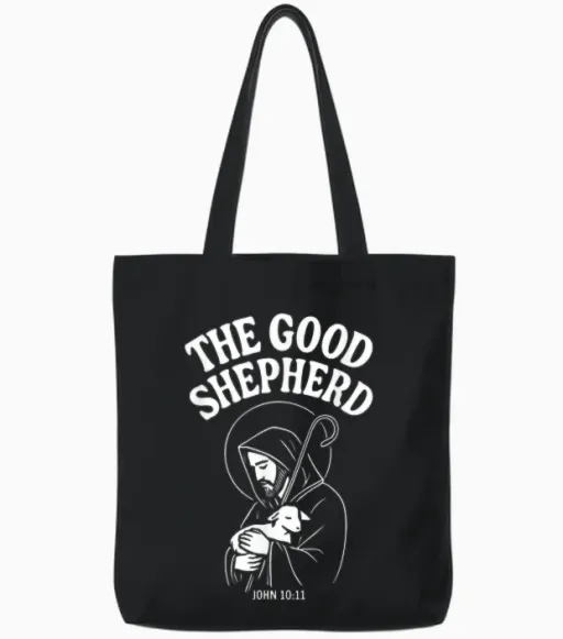 Le Bon Berger Jésus De Nazareth Jean 10:11 Tote Bags in Black