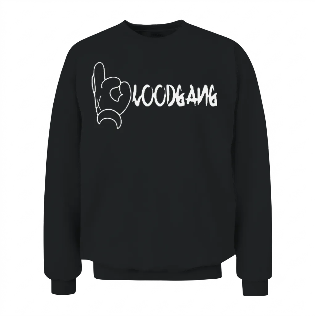 Blood Gang Cool Logo Funny Lucky Rock Hand Script Unisex Sweatshirt - Black