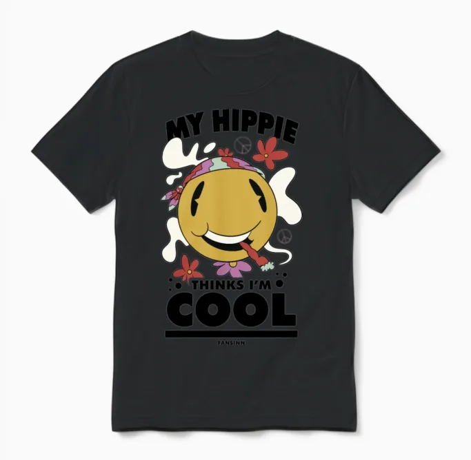 Funny Hippie Unisex T-Shirt in Black
