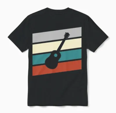Guitar Retro Unisex T-Shirt - Black