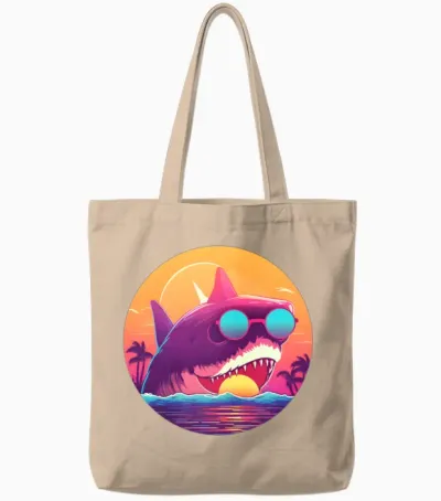 Retro Shark Lovers Vintage Tote Bags - Natural